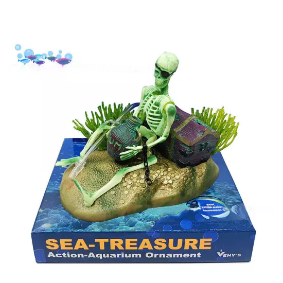 Air Driven SKELETON W/ RUM Aquarium Ornament Fish Tank Decoration