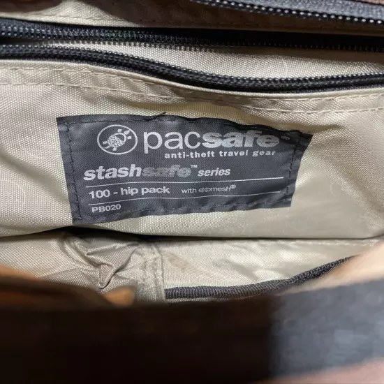 PacSafe Anti-Theft Travel Gear Brown Fanny Pack StashSafe #100 Hip Pack PB020