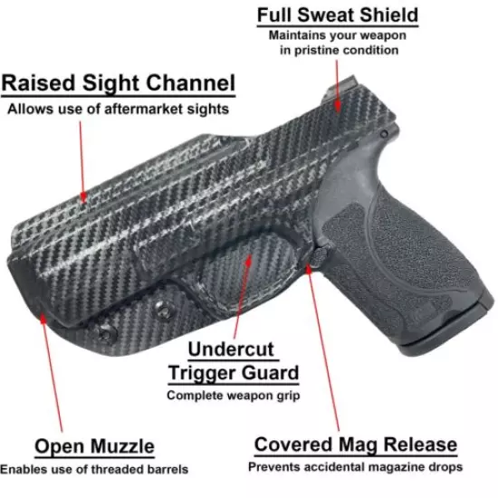 IWB Concealed Carry Kydex Holster fits Glock 19, 23, 32 (All Gens) 