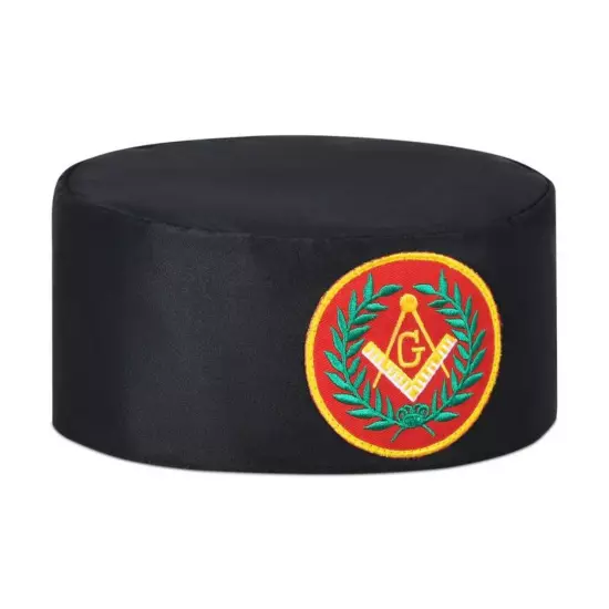 Master Mason Blue Lodge Crown Cap - Black With Red Emblem & Wreath