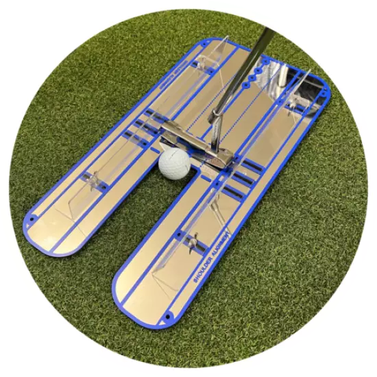 17.5" x 9.5" Golf Putting Mirror w/ Guide Rails- Alignment & Setup Training Aid 