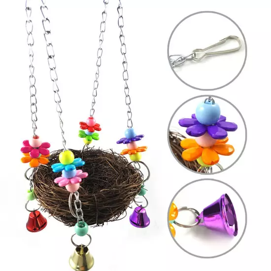 Pet Birds Nest Hammock Swing Toy Cockatiel Parrot Cage Hanging Chew Gift New