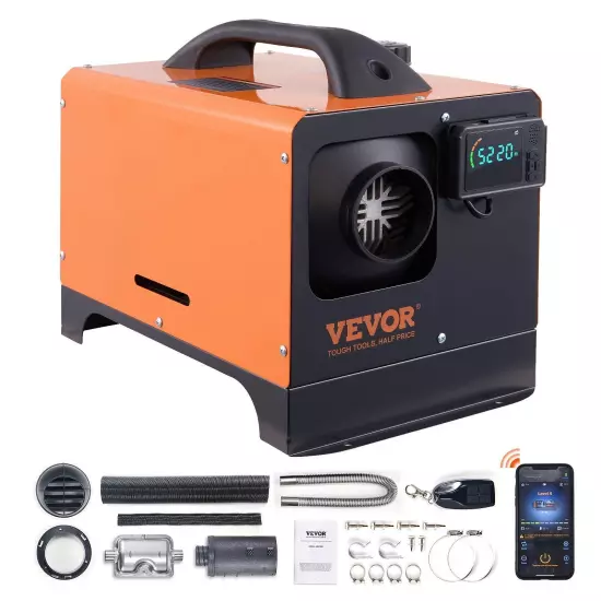 VEVOR Diesel Air Heater All-in-one 12V 8KW Bluetooth App LCD for Car RV Indoors