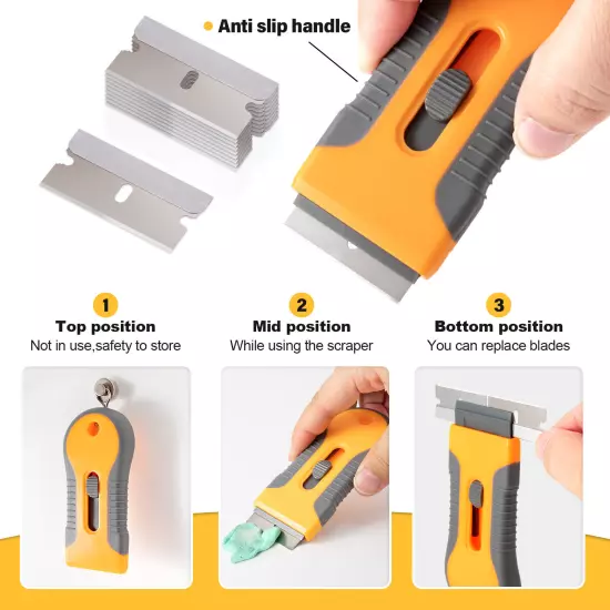 Razor Blade Scraper Tool Wall Paint Window Glass Scraper with Extra Razor Blades