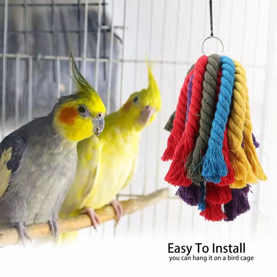 Pet Parrot Bite Chewing Toy Cotton Rope Bird Cage Hanging Toys