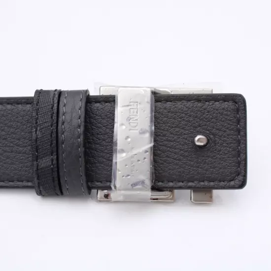 Fendi Reversible Belt Squared FF Logo Water Droplet Effect Buckle in Black/Grey