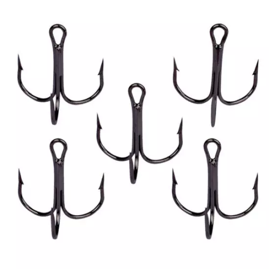 100pcs 1/0#-14# Fishing Hook Sharpened Treble Hooks Stainless Barb Hook Size