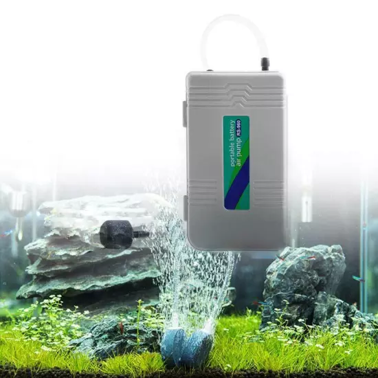 Portable Aquarium oxygen Pump 2 D Batteries Powered Air Pump Backup Fish Tank...