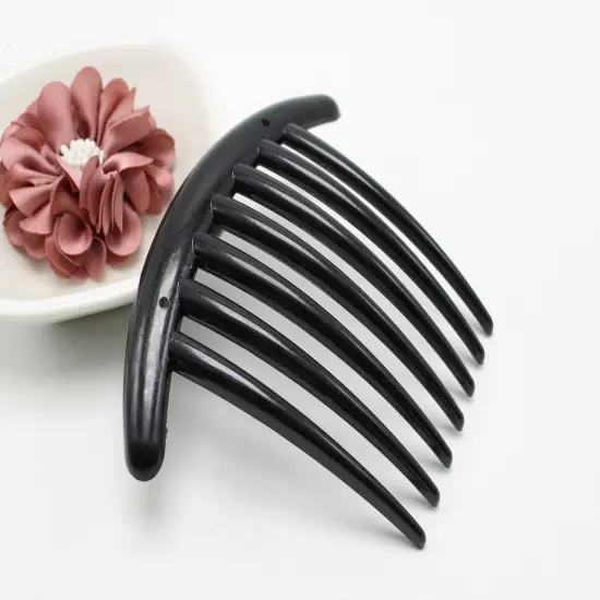 6 Pcs Black 7 Tooth French Twist Comb Plastic Hair Clip Hair Side Combs Women