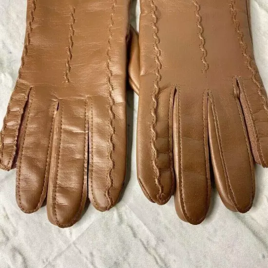 Vintage Vinyl Driving Dress Gloves Women's 6/7 Brown New Old Stock