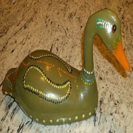 Vintage 70's 15" Wooden Hand Painted & Carved Artist Duck Decoy