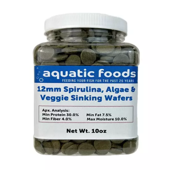 12mm - 1/2" Spirulina, Algae & Veggie Sinking Wafers for Bottom Feeders. WL-JAR