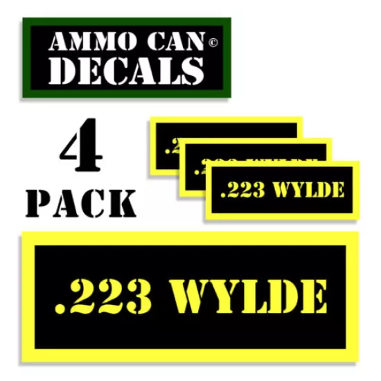 223 WYLDE Ammo Can Decals Ammunition Ammo Can Labels - Vinyl 3"x1.15" 4 pack YW