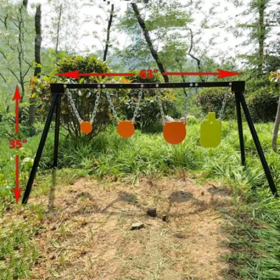 1/2" Thick AR500 Shooting Target System (1 Stand, 4 Chains&4"6"8"Gong+12"Torso)