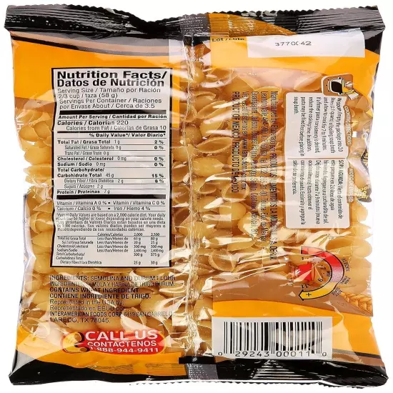 La Moderna Shells Pasta, Noodles, Durum Wheat, Protein, 7 Ounce (Pack of 1) 