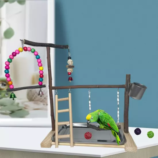 Bird Playground Parrot Playstand Parakeet Gym Playpen Cockatiel Play Stand Wood 