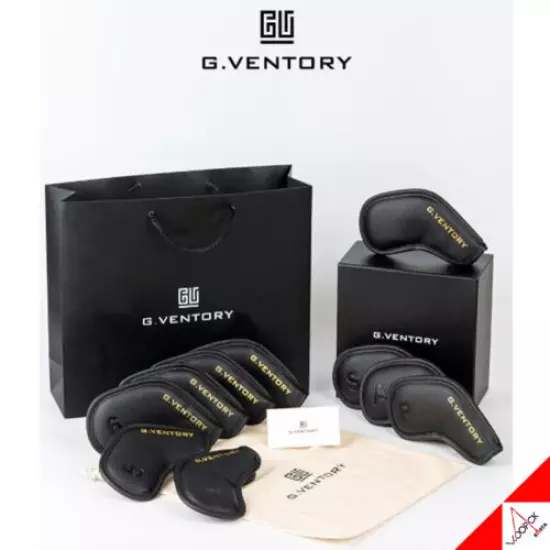 G.VENTORY Saffiano Golf Iron Head Cover Set 10ea High Quality PU 7x10cm - Black