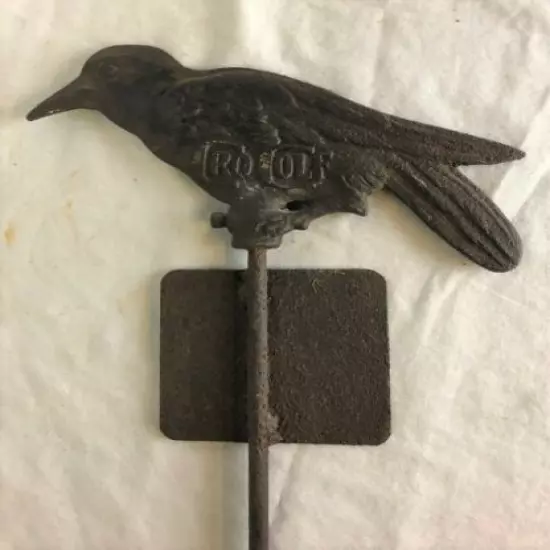 Antique Cast Iron Golf Pin Marker Crow Golf Wood Shaft Era