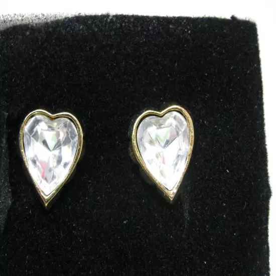 Vintage Avon True To The Heart Clear Earrings W/ Surgical Steel Posts 1992 