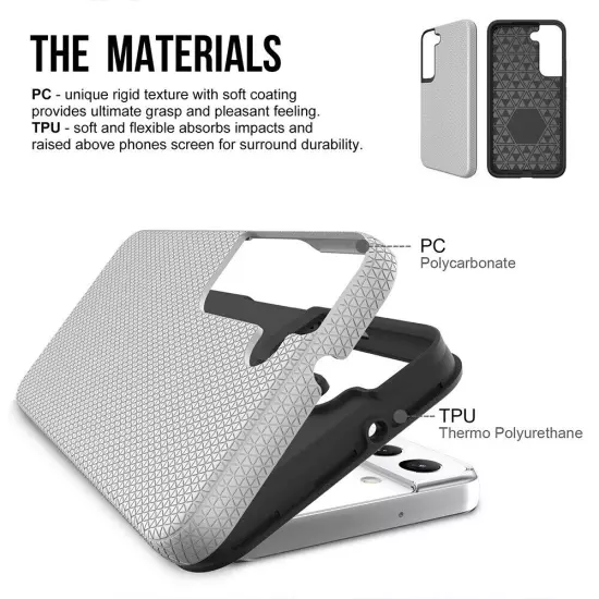 Rhinos Rugged Shockproof Case Cover Silver +Screen Protector For Samsung S22