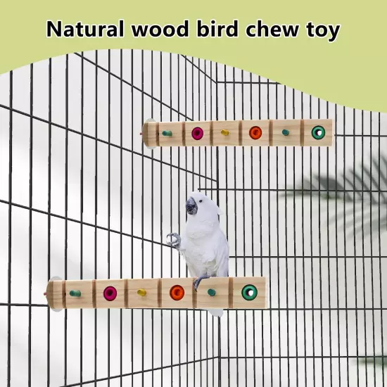 Medium Parrot Chewing Stopper Toy Perch,Puzzle Wooden Platform for Birds Biti...