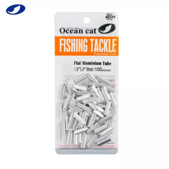 OCEAN CAT 50-500 Pcs Flat Aluminium Tube Barrel Crimp Fishing Split Rings Snaps