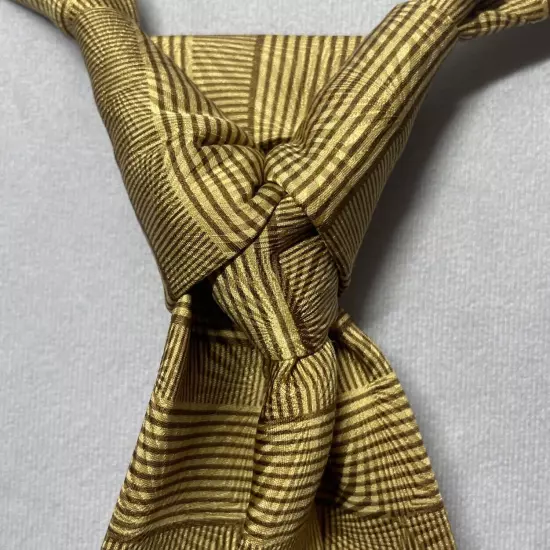 NEO Bill Blass Necktie Mens USA Designer 100% Silk Geometric Silhouette Gold