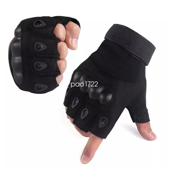 Military Tactical Leather Half Finger Gloves Combat Army Fingerless Gloves Work