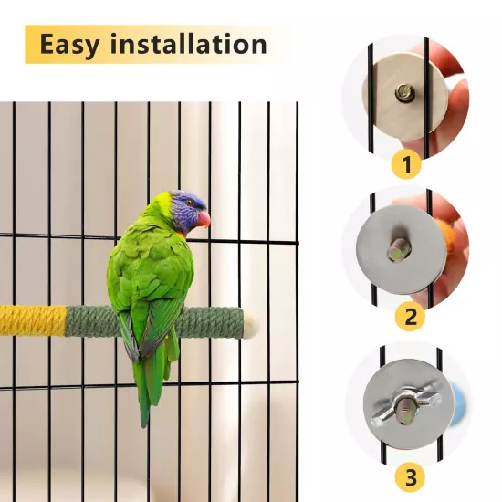 2 PCS 7.4 x 1 inch Bird Perch Parrot Stand Cage Accessories Natural Wooden St...