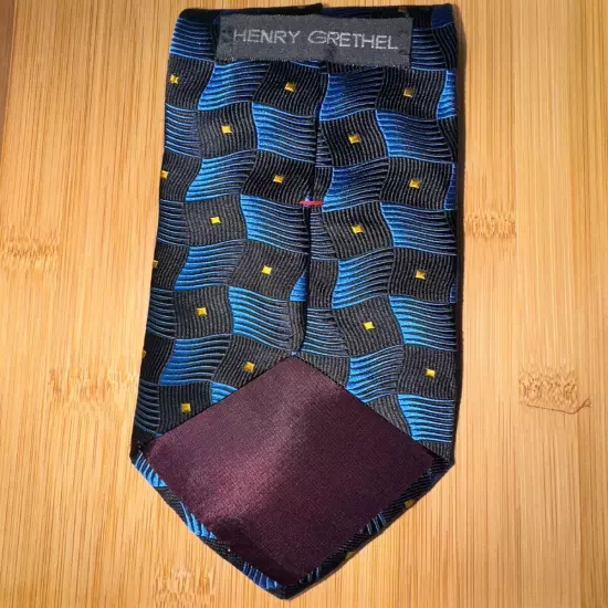 Henry Grethel Blue Geometric Tie