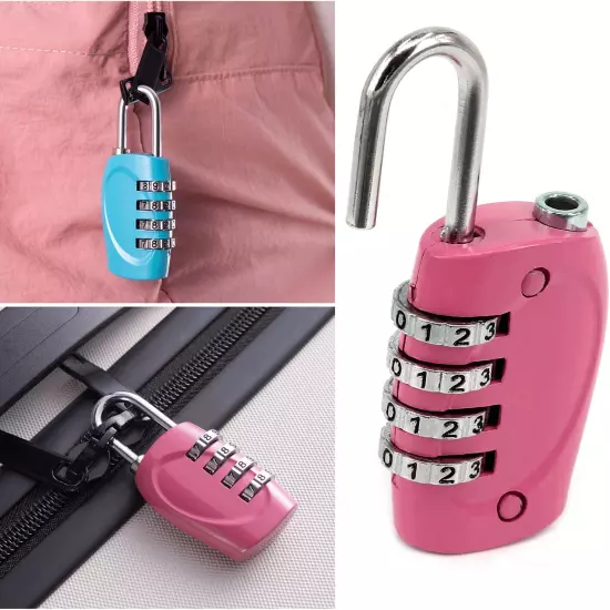 3 Pack Luggage Locks Travel Security 4Digit Combination Padlocks with Alloy Body