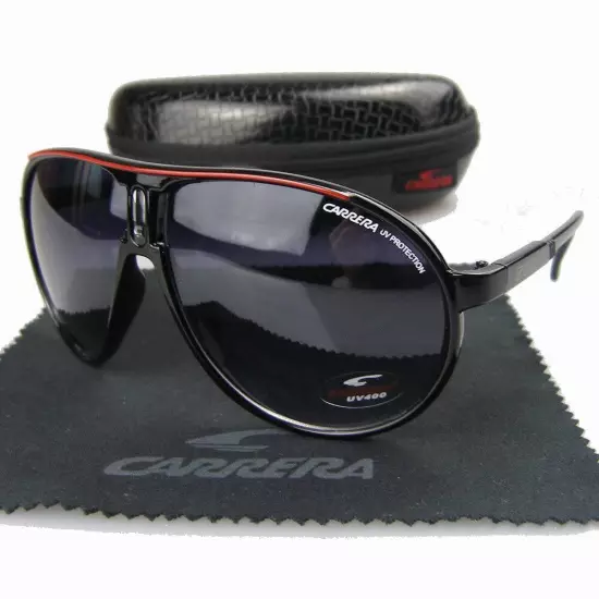 New Men's Women's Retro Outdoor Matte Black Sunglasses Carrera Glasses+Box C01