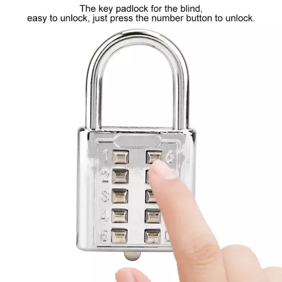 10-digit Push Button Combination Password Padlock Blind Button Padlock