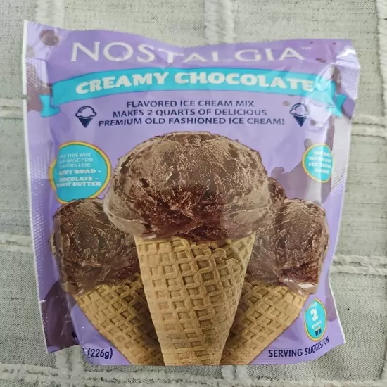 Nostalgia Chocolate Ice Cream Mix Creamy 8 oz Makes 2 Quarts 02/09/2026 SEALED