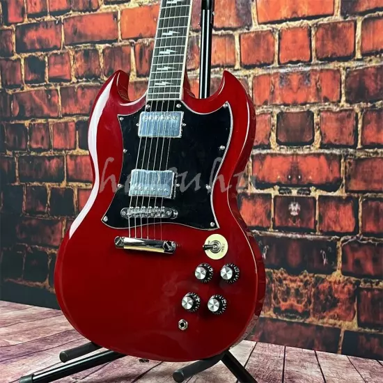 Custom shop Angus Young SG red electric guitar chrome hardware shipping quickly