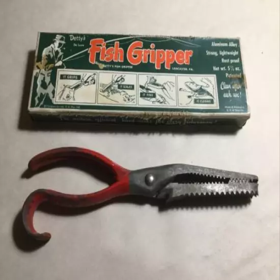 Vintage 1950’s Detty’s Fish Gripper W/Original Box -Lancaster,Pa USA Aluminum 