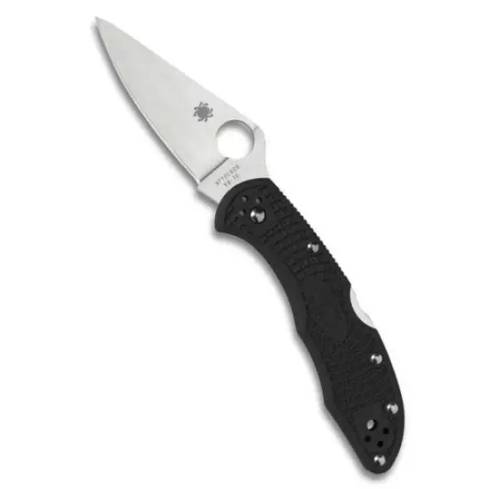 Spyderco C11FPBK Delica 4 Flat Ground Stainless Steel PlainEdge Knife - Black