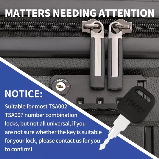 TSA007 Master Luggage Key, 2 Pieces, Black, One-Touch Lock