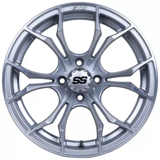 GTW Spyder 15x7 Machined/Matte Silver Golf Cart Wheel | 3:4 Offset | 4x4 Bolt