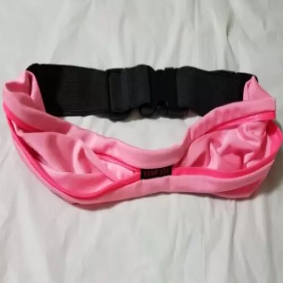 UNISEX WAIST BELT PINK FANNY PACK WATER RESISTANT - 2 STRETCHABLE ZIPPER POCKETS