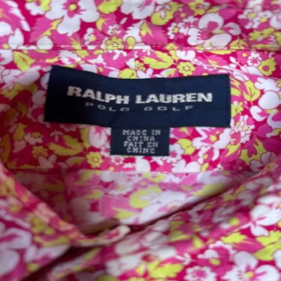 Ralph Lauren Polo Golf Women's Sleeveless Button Top Cotton Floral Pink Size 10