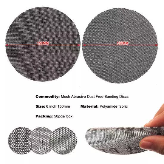 75-150mm Mesh Sanding Discs 80-240 Grit, Hook and Loop Sanding Pads Abrasive