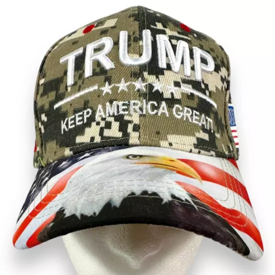 Donald Trump 45 Hat Keep America Great Bald Eagle US Flag Military Digital Camo