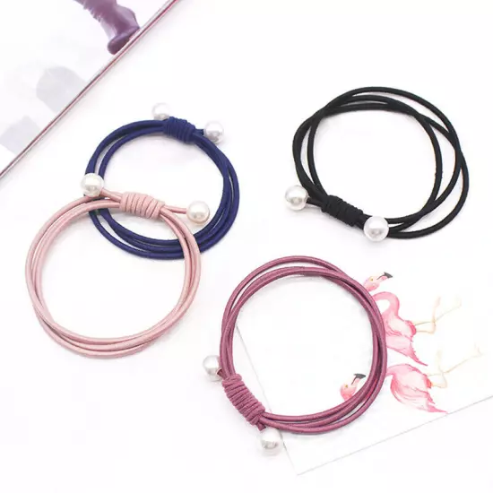 1PCS Simple Knotted Pearls Hair Ring Hair Ties Ponytail Rubber Band Hair Rope