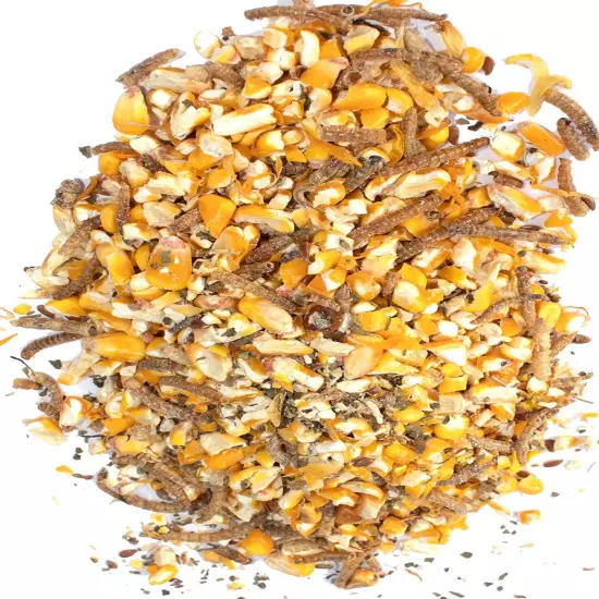 Pampered Chicken Mama Non-Gmo Mealworm, Corn, Flax, & Herb Treat for Backyard Ch