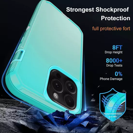 For iPhone 16 Pro Max/16 Pro/16 Plus Case Phone Shockproof Cover +Tempered Glass