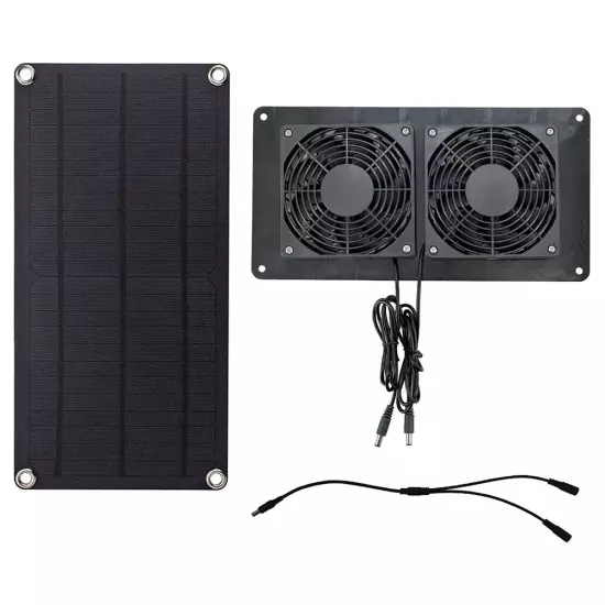 10W 12V Mini Ventilator Solar Fan Solar Powered Dual Fan for Greenhouses Shed RV