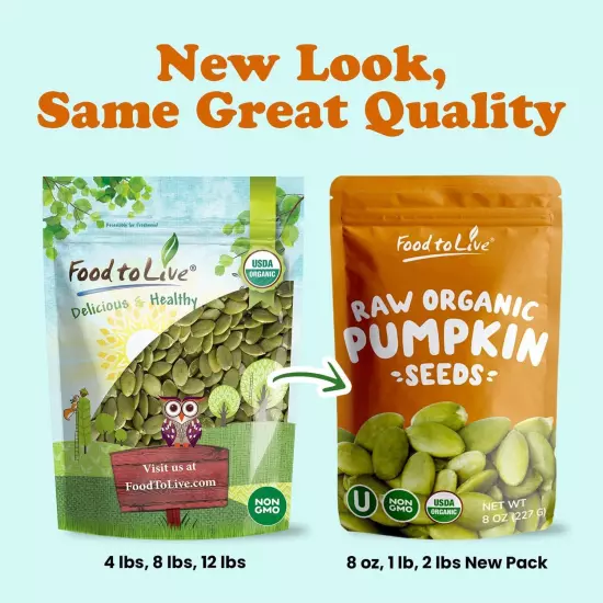 Organic Raw Pepitas (Pumpkin Seeds) — Non-GMO, Kosher, Vegan — by Food to Live