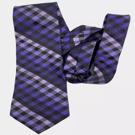 Croft & Barrow Purple Tartan Plaid Silk Necktie Tie Men's 3.8" x 58"