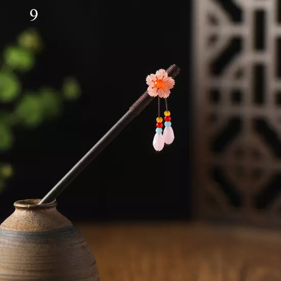 Womens Flower Wooden Chopsticks Hair Hairpin Hair Stick Chinese Style Retro❥